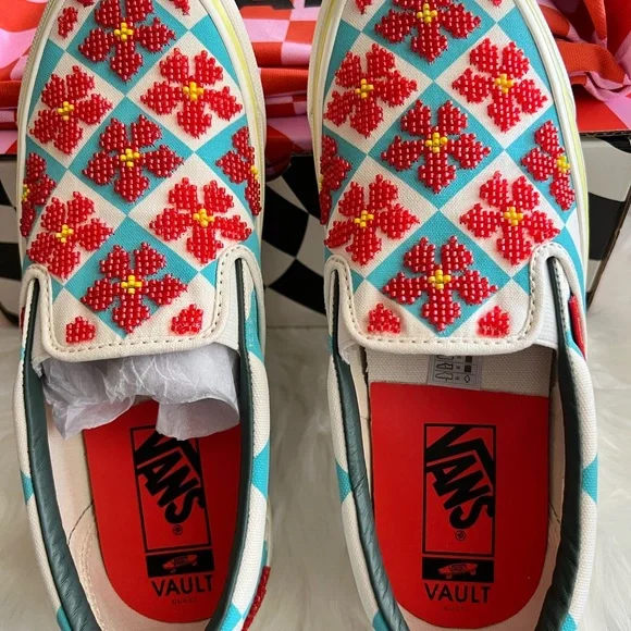 Shoes-Gucci X Vans SOLD OUT Blue Beaded Slip-on. NIB UNISEX Women’s 7.5 /Men’s 6 - Picture 12 of 17
